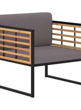 VidaXL Tuinstoelen 2 st met kussens massief acaciahout donkergrijs