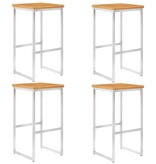 VidaXL Barstoelen 4 st massief acaciahout en roestvrij staal