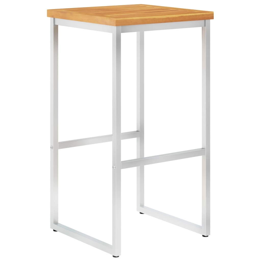 VidaXL Barstoelen 4 st massief acaciahout en roestvrij staal