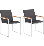 VidaXL Tuinstoelen 2 st textileen en roestvrij staal grijs