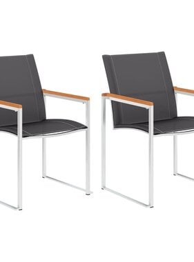 VidaXL Tuinstoelen 2 st textileen en roestvrij staal grijs