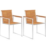 VidaXL Tuinstoelen 2 st massief acaciahout en roestvrij staal