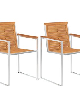 VidaXL Tuinstoelen 2 st massief acaciahout en roestvrij staal