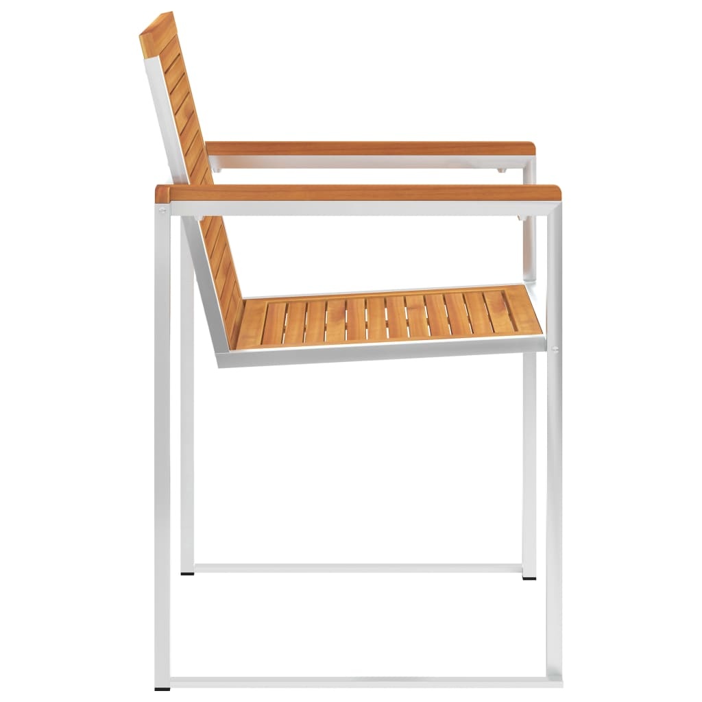 VidaXL Tuinstoelen 2 st massief acaciahout en roestvrij staal