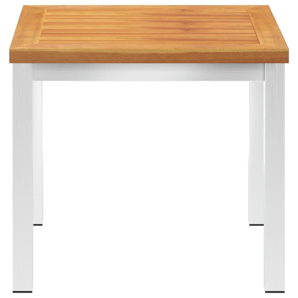 VidaXL Tuinbijzettafel 45x45x38 cm massief acaciahout roestvrij staal