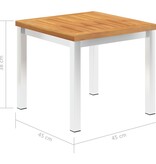 VidaXL Tuinbijzettafel 45x45x38 cm massief acaciahout roestvrij staal