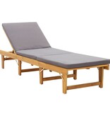 VidaXL Ligbed met kussen inklapbaar massief acaciahout