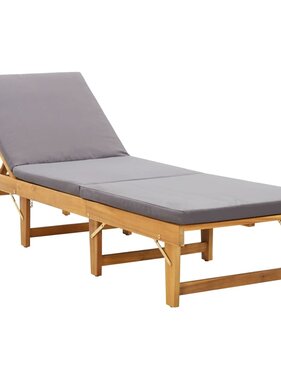 VidaXL Ligbed met kussen inklapbaar massief acaciahout