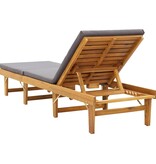 VidaXL Ligbed met kussen inklapbaar massief acaciahout