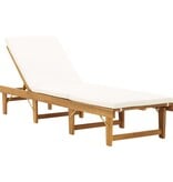 VidaXL Ligbed met kussen inklapbaar massief acaciahout