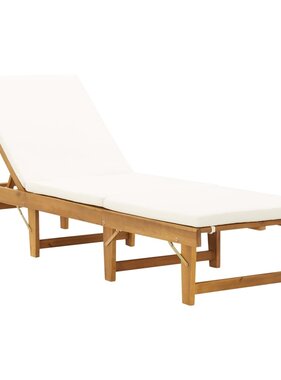 VidaXL Ligbed met kussen inklapbaar massief acaciahout