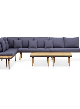 VidaXL Loungeset 7-zits met kussens massief acaciahout bruin