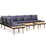 VidaXL Loungeset 7-zits met kussens massief acaciahout bruin