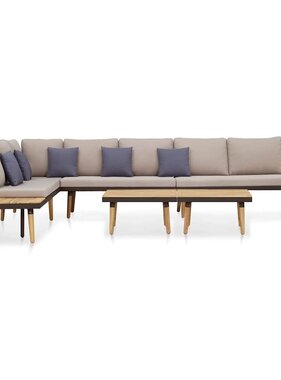 VidaXL Loungeset 7-zits met kussens massief acaciahout bruin