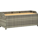VidaXL Tuinopbergbank 120 cm poly rattan grijs