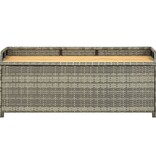 VidaXL Tuinopbergbank 120 cm poly rattan grijs