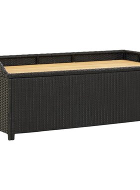 VidaXL Tuinopbergbank 120 cm poly rattan zwart