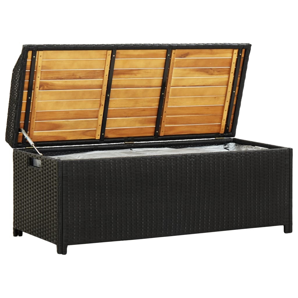 VidaXL Tuinopbergbank 120 cm poly rattan zwart