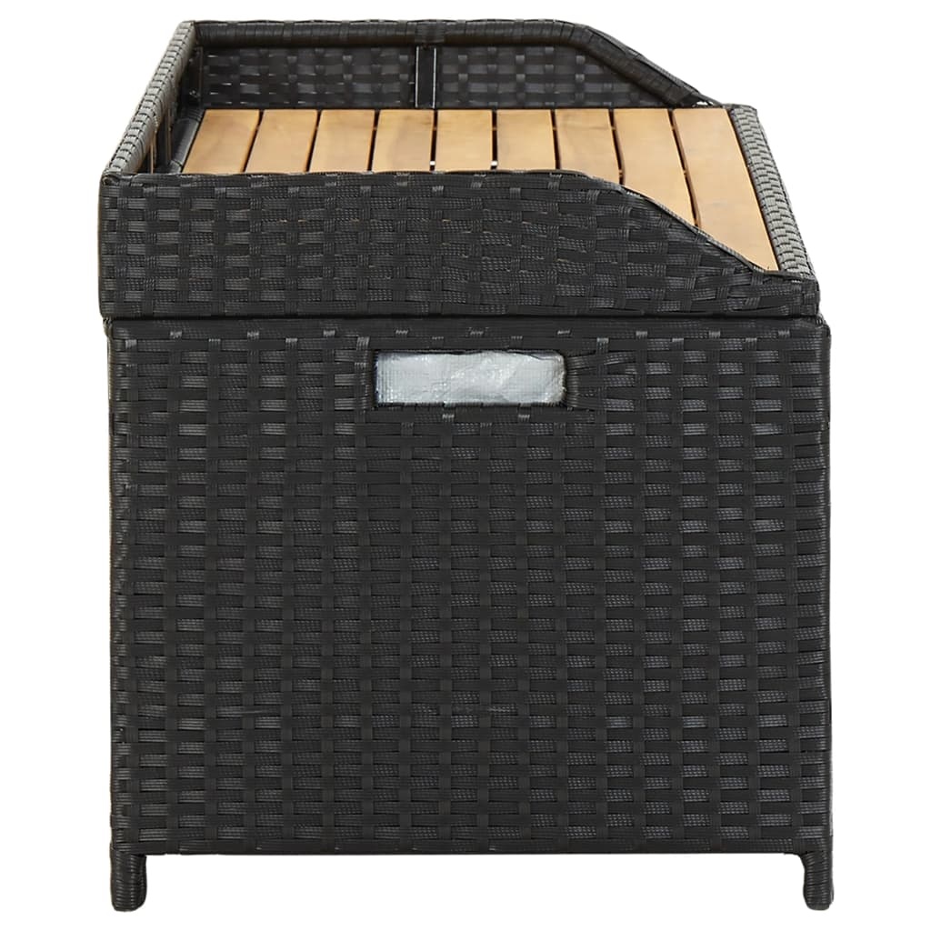 VidaXL Tuinopbergbank 120 cm poly rattan zwart