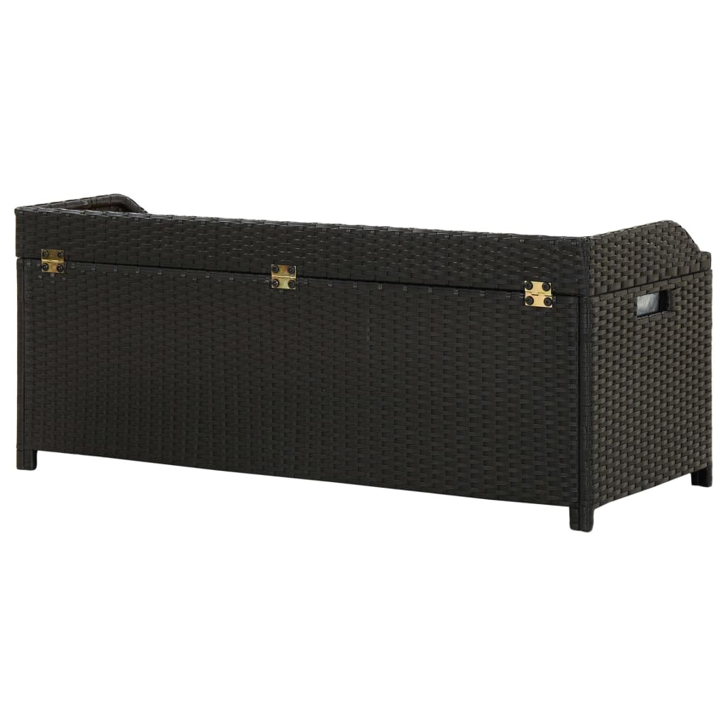 VidaXL Tuinopbergbank 120 cm poly rattan zwart