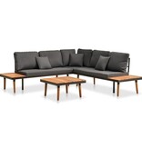 VidaXL 4-delige Loungeset met kussens massief acaciahout