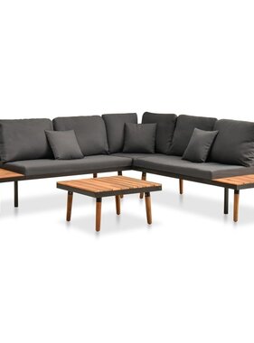 VidaXL 4-delige Loungeset met kussens massief acaciahout