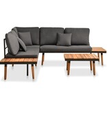 VidaXL 4-delige Loungeset met kussens massief acaciahout
