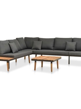 VidaXL 4-delige Loungeset met kussens massief acaciahout