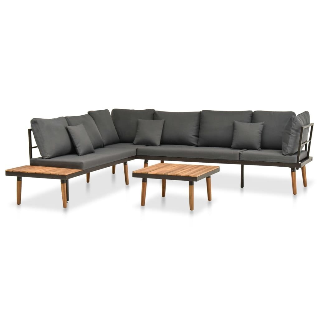 VidaXL 4-delige Loungeset met kussens massief acaciahout