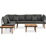 VidaXL 4-delige Loungeset met kussens massief acaciahout