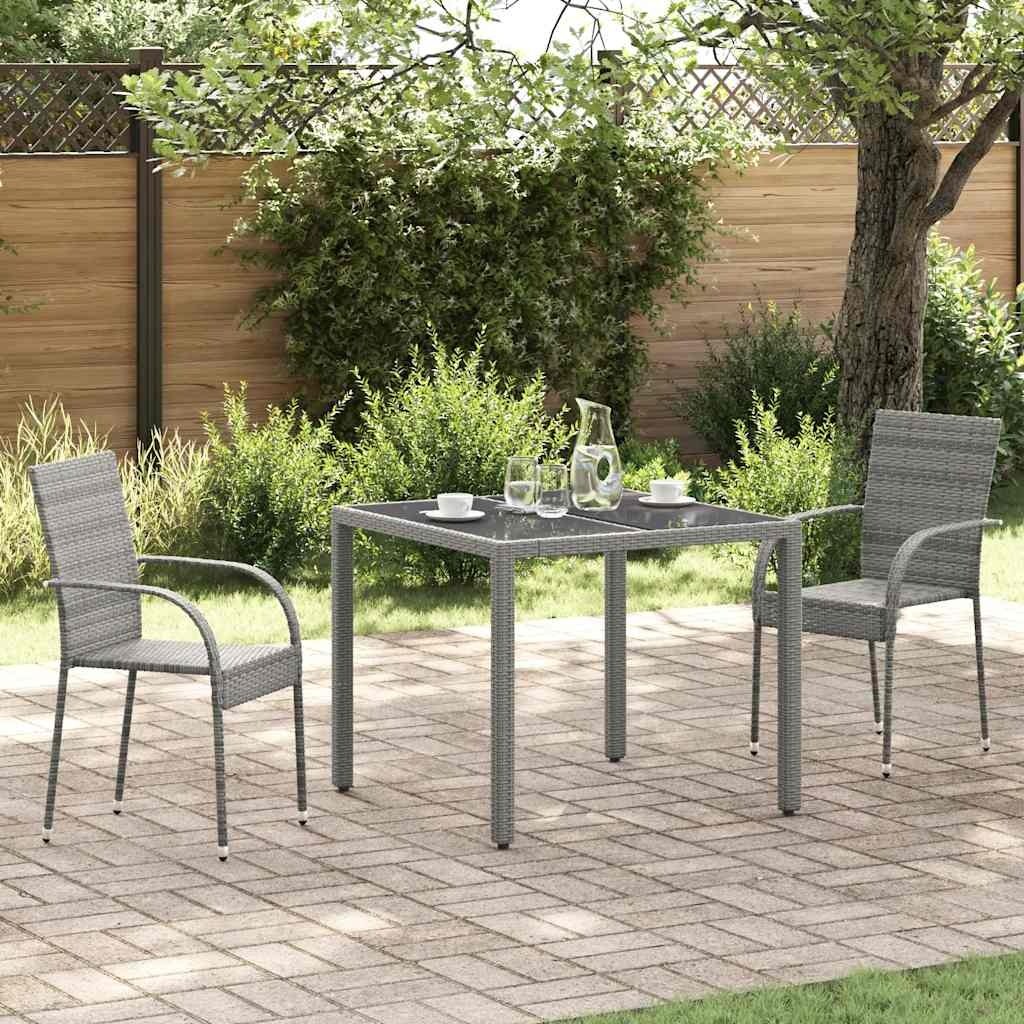 VidaXL Tuinstoelen stapelbaar 2 st poly rattan grijs