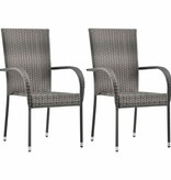 VidaXL Tuinstoelen stapelbaar 2 st poly rattan grijs