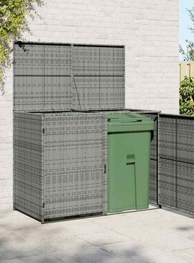 VidaXL Containerberging dubbel 148x77x111 cm poly rattan antraciet