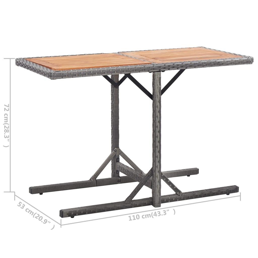 VidaXL Tuintafel poly rattan en massief acaciahout antraciet