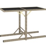 VidaXL Tuintafel 110x53x72 cm glas en poly rattan beige