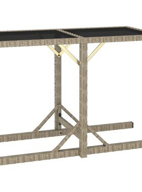 VidaXL Tuintafel 110x53x72 cm glas en poly rattan beige