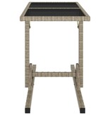 VidaXL Tuintafel 110x53x72 cm glas en poly rattan beige