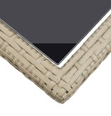 VidaXL Tuintafel 110x53x72 cm glas en poly rattan beige