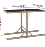 VidaXL Tuintafel 110x53x72 cm glas en poly rattan beige
