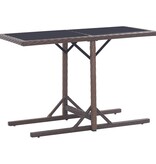 VidaXL Tuintafel 110x53x72 cm glas en poly rattan bruin