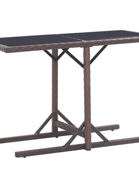 VidaXL Tuintafel 110x53x72 cm glas en poly rattan bruin