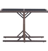 VidaXL Tuintafel 110x53x72 cm glas en poly rattan bruin