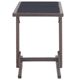 VidaXL Tuintafel 110x53x72 cm glas en poly rattan bruin