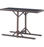 VidaXL Tuintafel 110x53x72 cm glas en poly rattan bruin