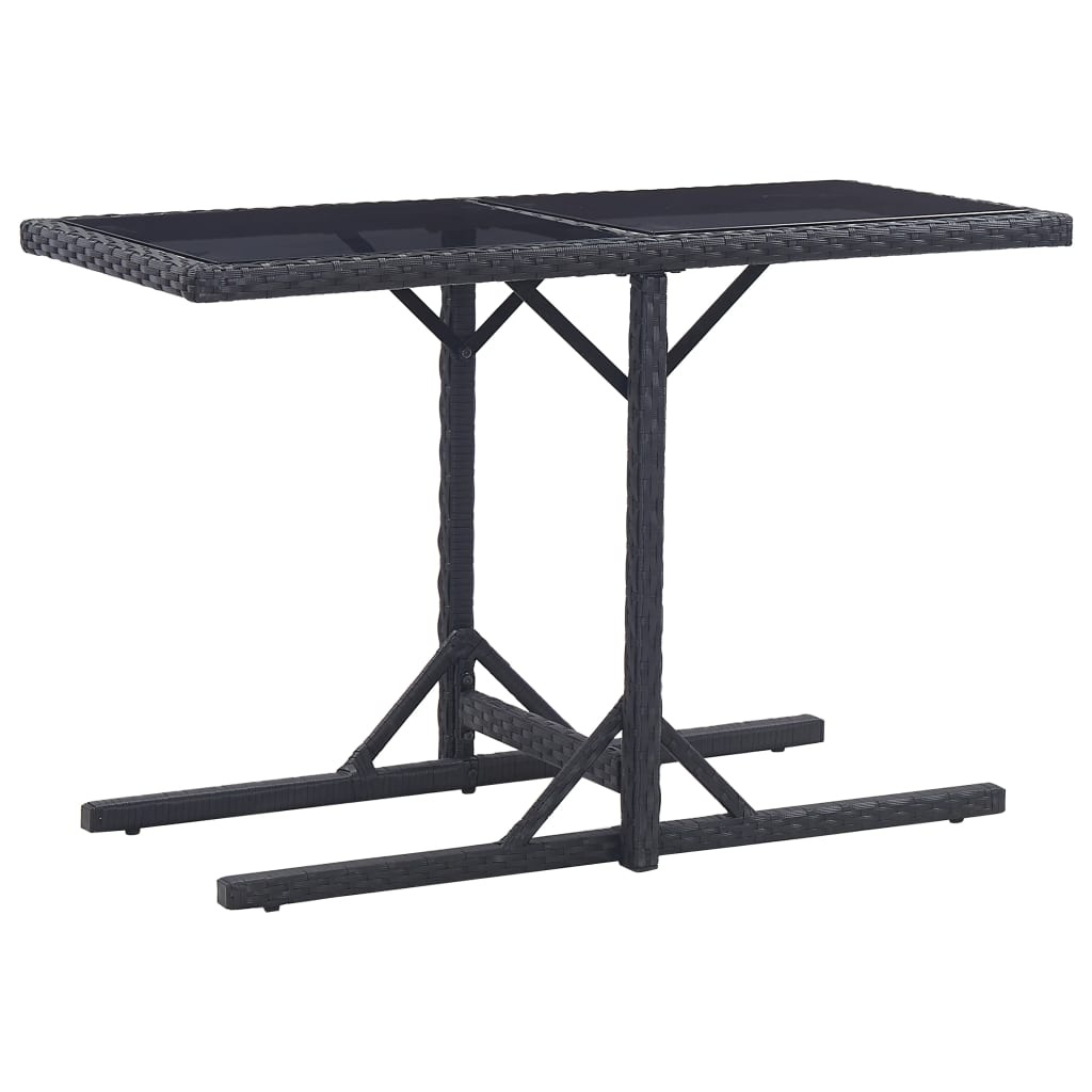VidaXL Tuintafel 110x53x72 cm glas en poly rattan zwart
