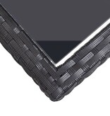 VidaXL Tuintafel 110x53x72 cm glas en poly rattan zwart