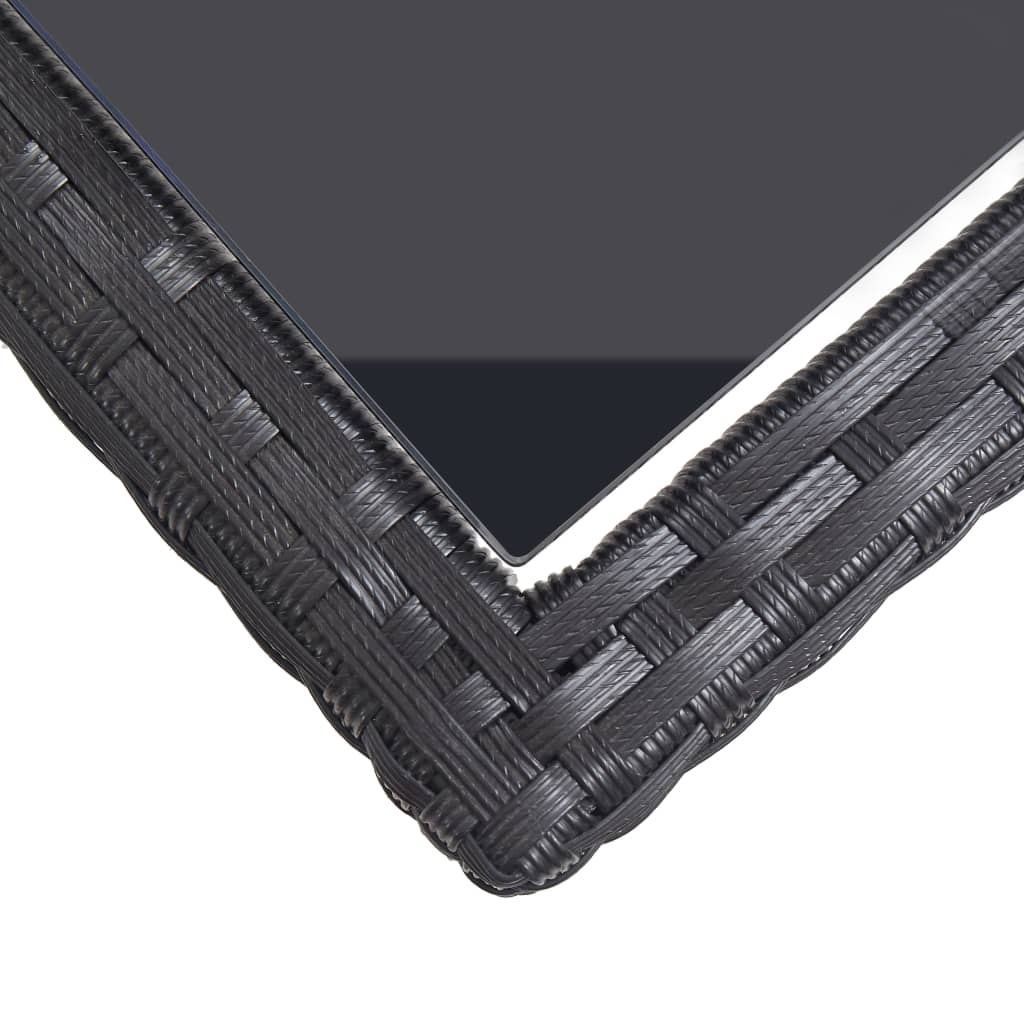 VidaXL Tuintafel 110x53x72 cm glas en poly rattan zwart