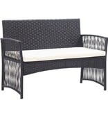 VidaXL 4-delige Loungeset met kussen poly rattan zwart