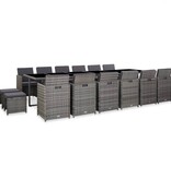 VidaXL 17-delige Tuinset met kussens poly rattan grijs