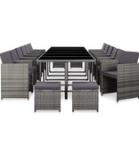 VidaXL 17-delige Tuinset met kussens poly rattan grijs